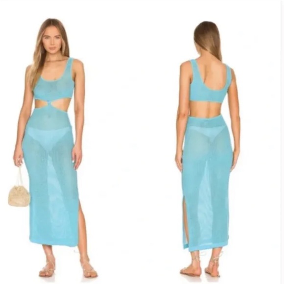 Solid & StripedBailey Cover upMidi Dress Women's size XS NWT turquoise blue